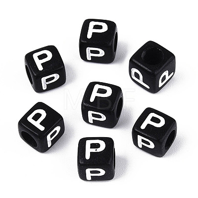 Initial Acrylic Horizontal Hole Beads OACR-ZX006-35P-1