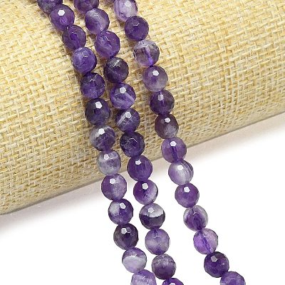 Natural Chevron Amethyst Beads Strands G-B165-A09-6mm-1