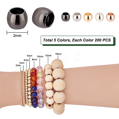   1000Pcs 5 Colors Rack Plating Brass Beads KK-PH0005-33A-1