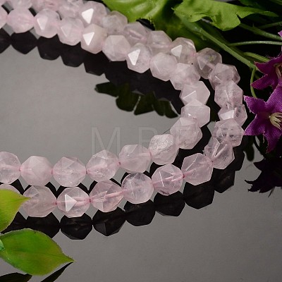 Faceted Natural Rose Quartz Gemstone Bead Strands G-J331-02-8mm-1