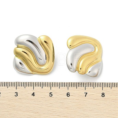 304 Stainless Steel Two Tone Stud Earrings EJEW-A124-01F-1