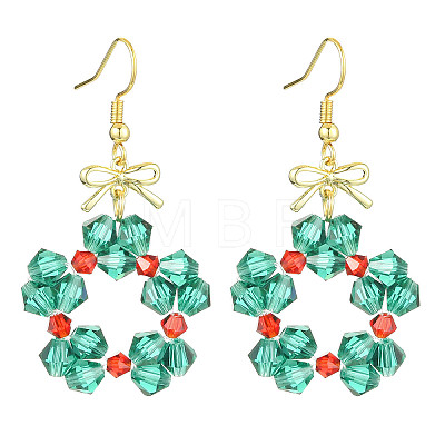 Christmas Theme Imitation Austrian Crystal Dangle Earrings EJEW-TA00468-1