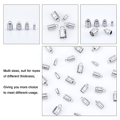 Unicraftale 48Pcs 4 Style 201 Stainless Steel Cord Ends STAS-UN0030-98-1