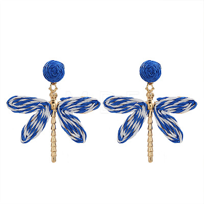 Alloy & Raffia Dangle Stud Earrings FS-WGCB008-06-1