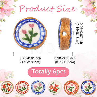 6Pcs 6 Styles Handmade Porcelain Beads PORC-YW0001-82-1