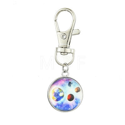 Galaxy Theme Luminous Glass Ball Pendant Decorations HJEW-JM02798-06-1