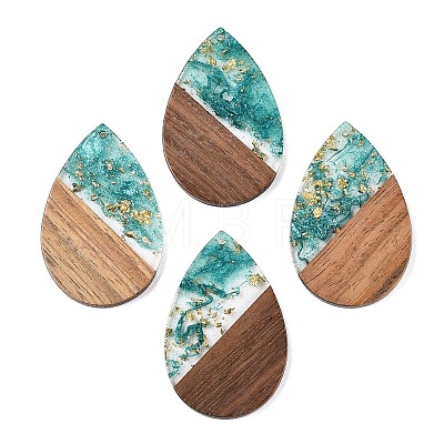 Transparent Resin & Walnut Wood Big Pendants RESI-T058-05M-1