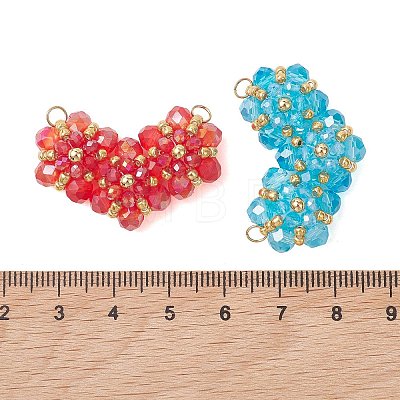 6Pcs 6 Colors Glass Pendants PALLOY-MZ01298-1