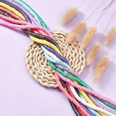 10 Strands 10 Colors Handmade Polymer Clay Beads Strands CLAY-CJ0001-75-1