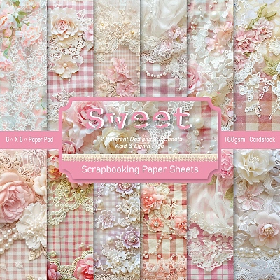 24Pcs 12 Styles Flower Scrapbook Paper Pad PW-WGCEE17-01-1