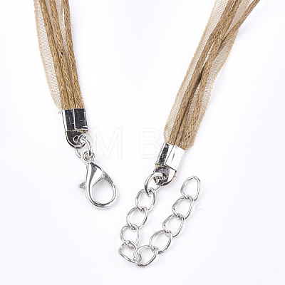 Waxed Cord and Organza Ribbon Necklace Making NCOR-T002-290-1