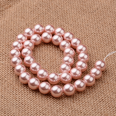 Polished Round Grade A Shell Pearl Bead Strands BSHE-M027-6mm-23-1