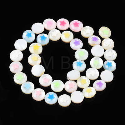 Natural Freshwater Shell Enamel Beads SHEL-N026-193-1