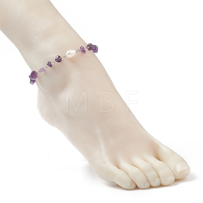 Natural Gemstone Beaded Anklets AJEW-AN00515-1