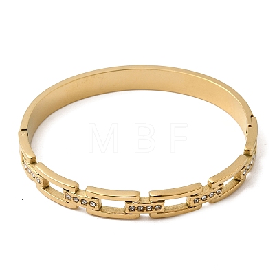 304 Stainless Steel Rhinestone Hinged Bangles for Women BJEW-B168-02B-G-1