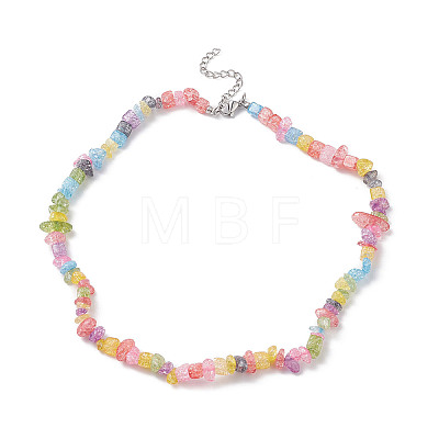 Synthetic Crackle Quartz Dyed Chips Chips Beaded Necklaces NJEW-JN04275-04-1