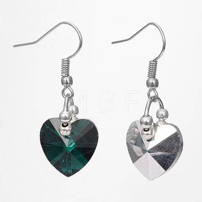 Heart Glass Dangle Earrings EJEW-JE01737-1