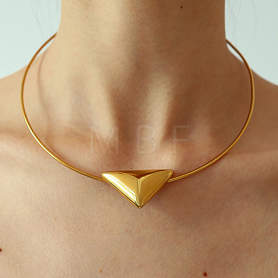 304 Stainless Steel Triangle Cuff Choker Necklaces for Women FS-WG174AB-01-1