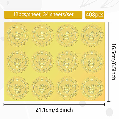 34 Sheets Self Adhesive Gold Foil Embossed Stickers DIY-WH0509-019-1
