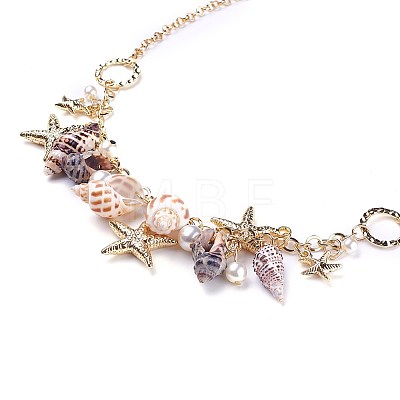 Natural Conch Shell Bib Statement Necklaces NJEW-WH0004-02LG-1