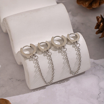304 Stainless Steel Double Hoop Earrings MR5032-1