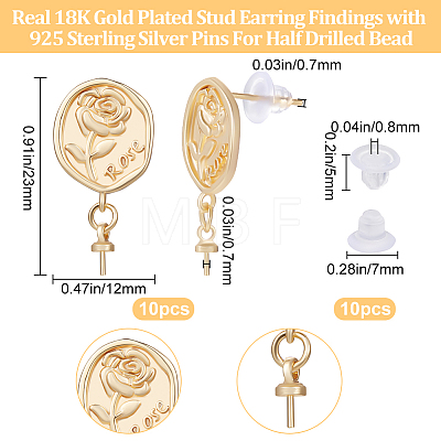 10Pcs Brass Stud Earring Findings KK-BBC0009-25-1