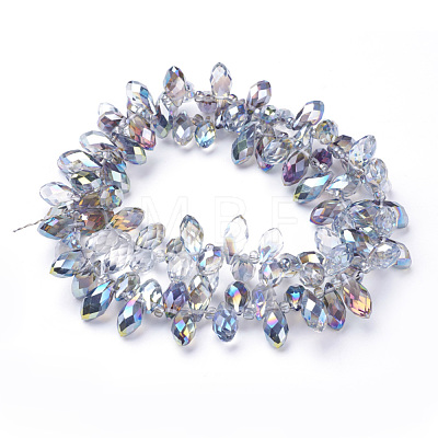 Electroplate Glass Faceted Teardrop Beads Strands X-EGLA-D014-28-1