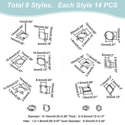   112Pcs 8 Style Tibetan Style Alloy Bead Frame FIND-PH0008-50-1