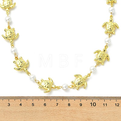 4Pcs 4 Styles Ocean 304 Stainless Steel Sea Animals Handmade Link Chain Necklaces with White Round Shell Pearl Beads NJEW-JN06097-1