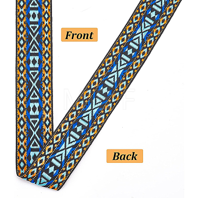 Ethnic Style Jacquard Polyester Ribbons SRIB-WH0011-030-1