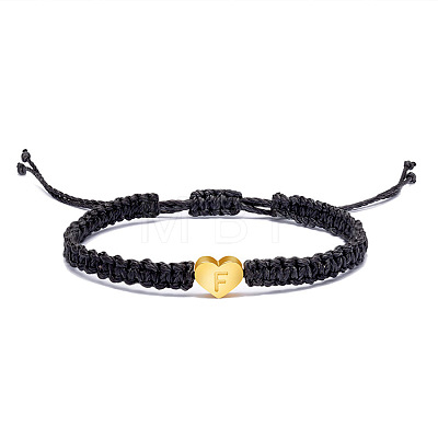 Alloy Heart with Letter Pattern Bead Braided Bead Bracelets FS-WGEB992-06-1