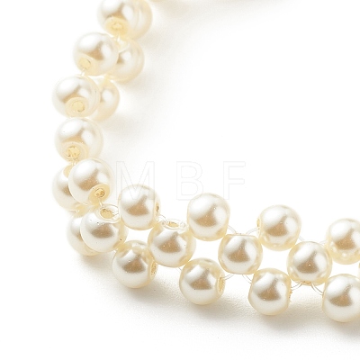 Glass Pearl Braided Beaded Bracelets BJEW-JB08592-1