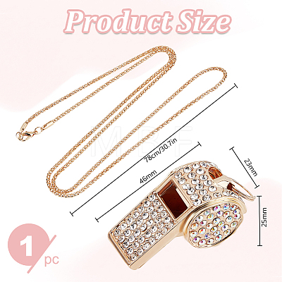 1Pc Iron Rhinestone Whistle Pendant Popcorn Chain Necklaces for Women NJEW-DR0001-03C-1
