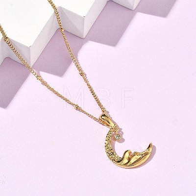 304 Stainless Steel Micro Pave Clear Cubic Zirconia Pendant Necklaces for Women LS-NJEW-Z103-01G-01-1