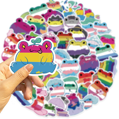 50Pcs Cartoon Frog PVC Adhesive Waterproof Stickers Self-Adhesive Stickers PW-WG910E5-01-1