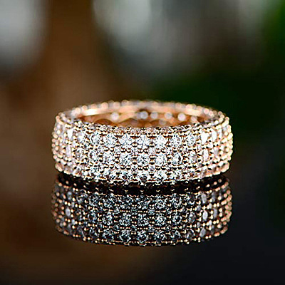 Brass Micro Pave Clear Cubic Zirconia Finger Rings for Women FS-WG796B2-09-1