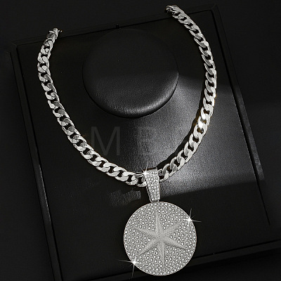 Hip-hop Style Zinc Alloy Crystal Rhinestone Pendant Cuban Link Chain Necklaces FS-WG425B8-20-1