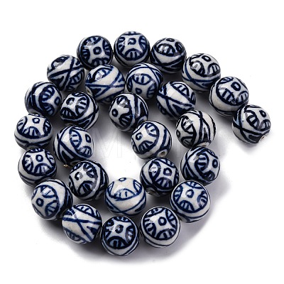 Handmade Blue and White Porcelain Beads Strands PORC-I027-04G-1