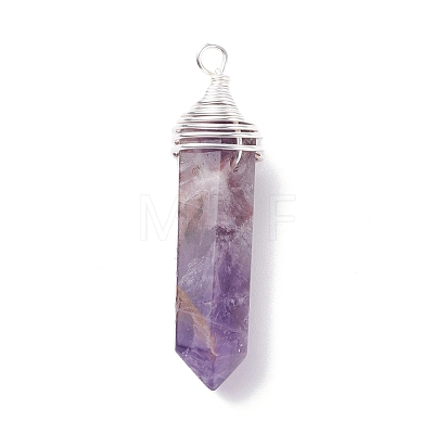 Natural Gemstone Pointed Pendants PALLOY-JF01312-1