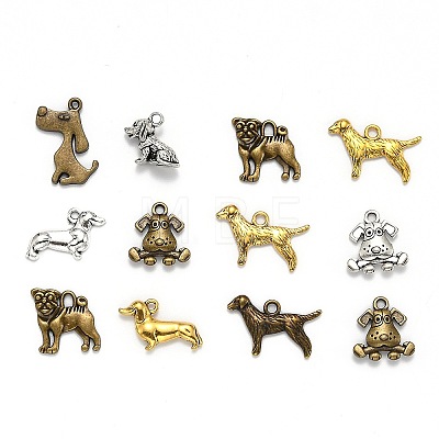 Tibetan Style Alloy Puppy Pendants TIBEP-MSMC021-28-1