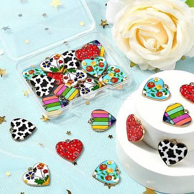 25Pcs 5 Styles Alloy Enamel Pendants ENAM-CJ0002-72-1