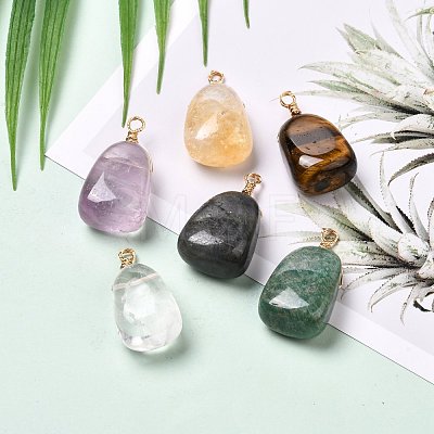 Natural Mixed Gemstone Pendants PALLOY-JF00888-1