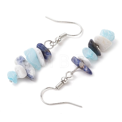 Natural Howlite & White Jade & Sodalite Dangle Earrings EJEW-JE06127-02-1