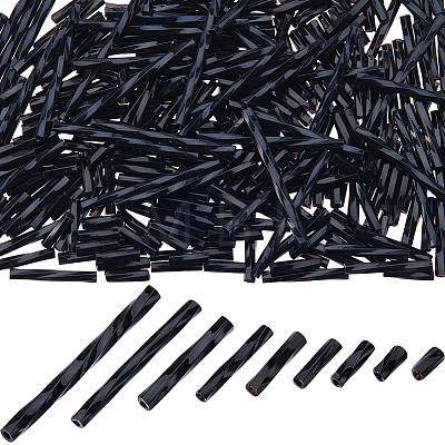 CREATCABIN 1800Pcs 9 Style Glass Twisted Bugle Beads SEED-CN0001-46-1