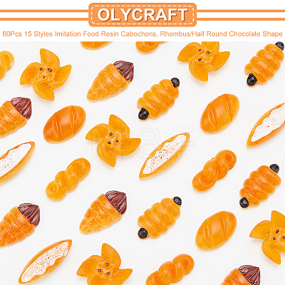 Olycraft 60pcs 6 styles Opaque Resin Decoden Cabochons RESI-OC0001-51-1