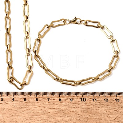 304 Stainless Steel Link Chain Bracelet & Necklace Jewelry Sets SJEW-L199-14G-1