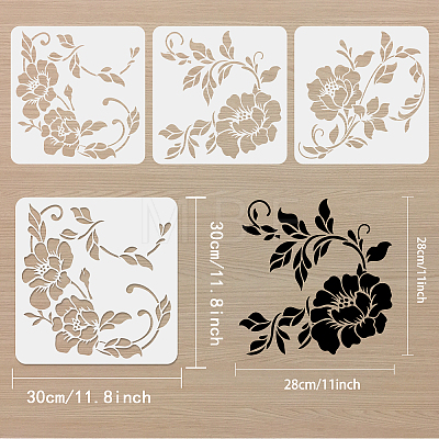 3Pcs 3 Styles PET Hollow Out Drawing Painting Stencils DIY-WH0394-0015-1