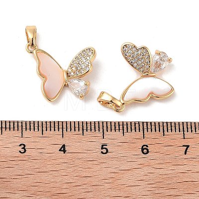 Brass Micro Pave Clear Cubic Zirconia Pendants KK-B102-16G-1