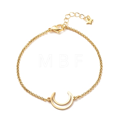 201 Stainless Steel Link Bracelet with 304 Stainless Steel Box Chains for Women BJEW-JB08281-1