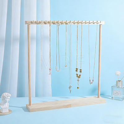 Rectangle Wooden Necklace Organizer Display Stands NDIS-WH0010-36B-1